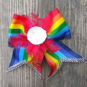 Big Bow Rainbow Feather